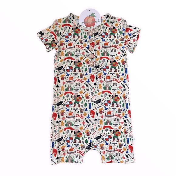 Sweetie Peach Viking Bamboo Romper - Picture 1 of 2